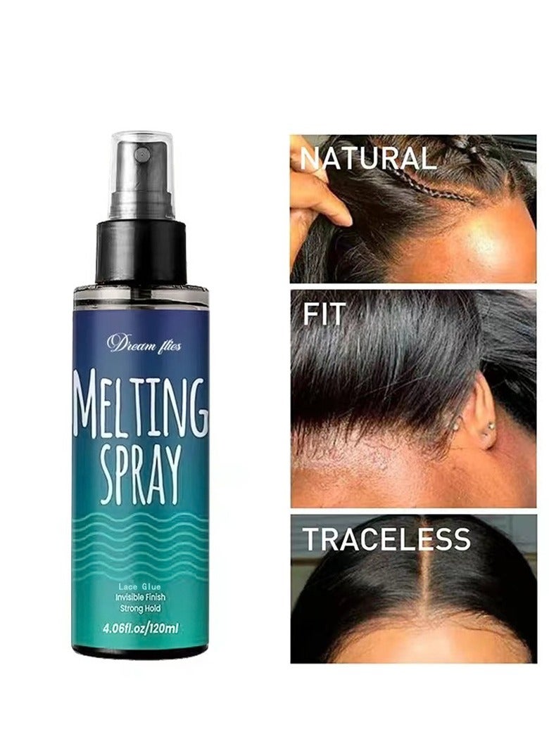 Women Lace Tint Spray for Wigs Glue, Natural Finishing Edge Control Lace Color, Strong Hold Invisible Hair Bonding Glue, Edge Control for Women Toupees& Hairpieces - 120ML - Image 2