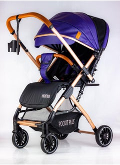 LUCID Luxury Baby Stroller Handle with Umbrella and Leather Cover from Lucid Baby Model - POCKIT PLUS - Blue  - Image 2