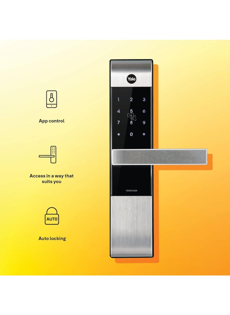 Yale - Yale Smart Lock YDM3109A, with Pin Code, RIFD Card and Mechanical Key for Keyless Home Entry. Auto Locking and Emergency Power Supply. Adjustable Handle Suitable for Right or Left Handed Doors. - Image 1