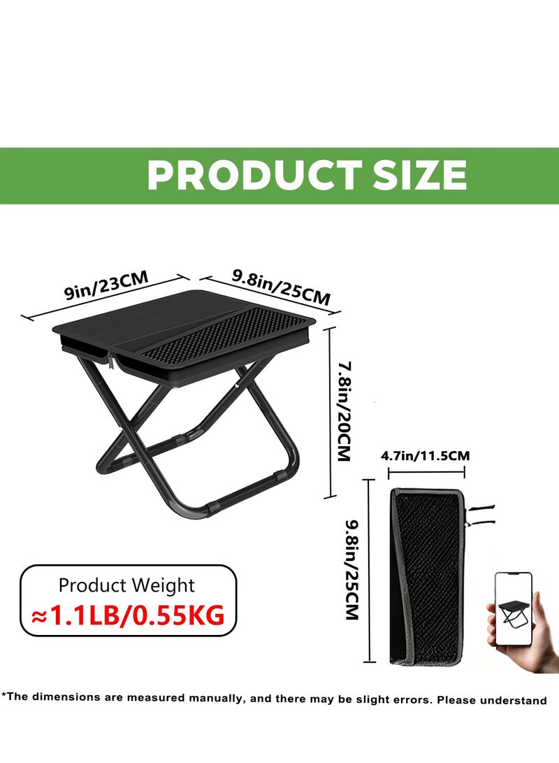 التلقيم حقيبة يد معدنية صغيرة محمولة ذات نمط مطوي -مقعد خيم خفيف الوزن ذو تصميم صغير الحجم، مثالي للسفر، والتنزه، والحفلات الموسيقية، والاستخدام اليومي، كرسي خارجي قوي للراحة أثناء الحركة (متوسط، أسود) - Image 2