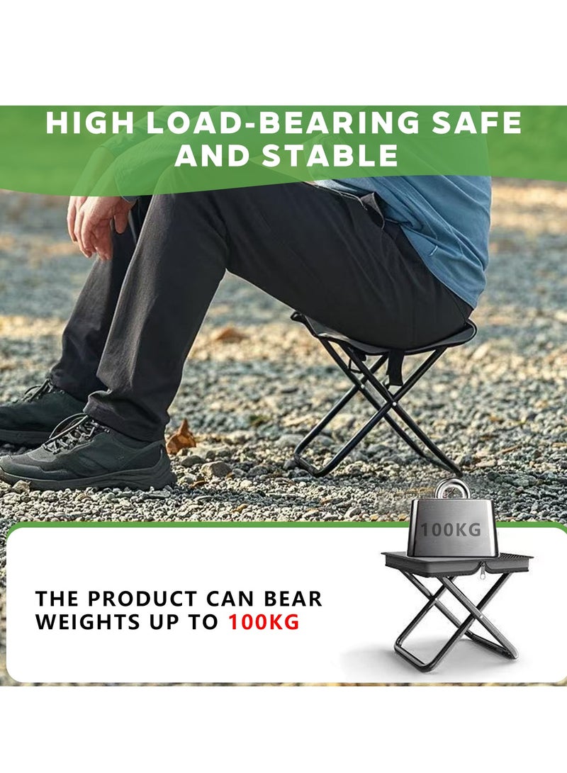 التلقيم حقيبة يد معدنية صغيرة محمولة ذات نمط مطوي -مقعد خيم خفيف الوزن ذو تصميم صغير الحجم، مثالي للسفر، والتنزه، والحفلات الموسيقية، والاستخدام اليومي، كرسي خارجي قوي للراحة أثناء الحركة (متوسط، أسود) - Image 5