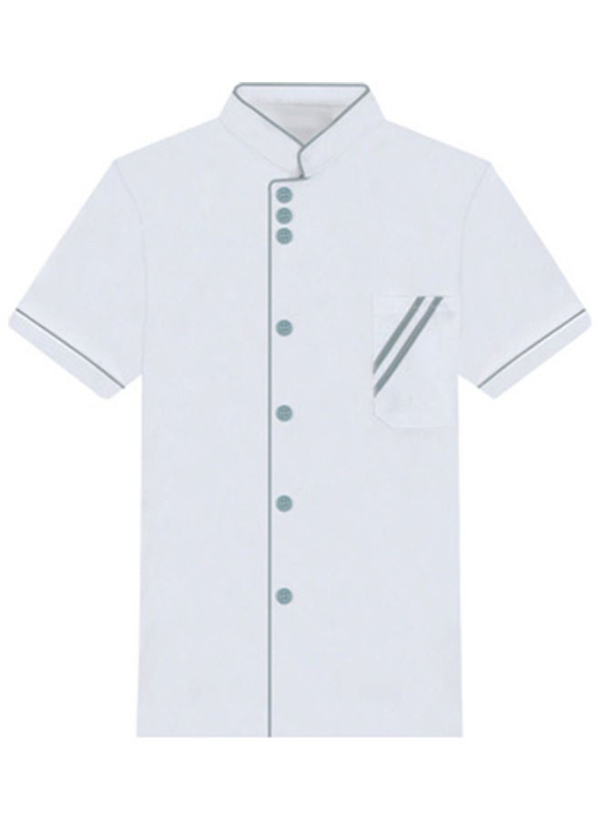 NIBEMINENT Unisex Short Long Sleeve Chef Service Coat White/Green 20 x 10 20cm 
