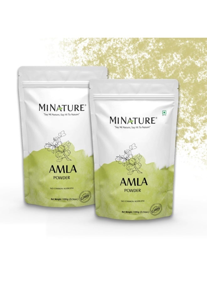 Mi Nature 100% Pure Amla Powder Pack of 2 (Each pack 100g (3.5oz) |Natural Vitamin C Rich Indian Gooseberry Powder |Traditional Superfood for Hair Care| Skin Health & Immune Support - Image 1