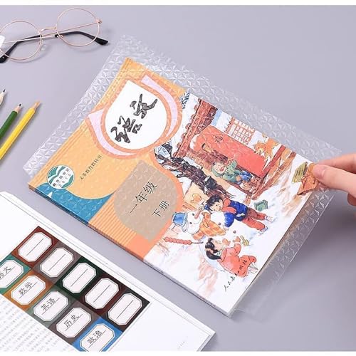 DIVUE Book Biding Sticker Covers Self-Adhesive [30 Pcs- 3 Different Sizes -10 Each] Waterproof Plastic Clear Paper for Textbooks Hardcover Protective Thick Sticky Cover for Students School Office - Image 3