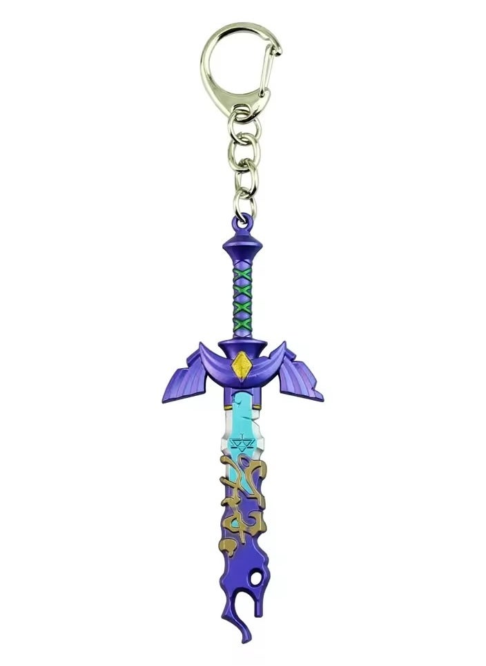Goolsky Zeldas Master Sword Keychain Tears of the Kingdom Hero Link Hylian Shield Pendant Keyring Fans Jewelry Collection  - Image 2