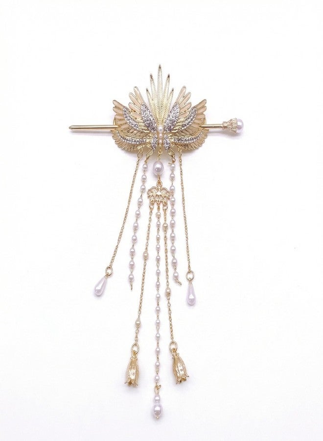 KGCGJVB Asian Hair Accessories Golden Wings Hair Sticks Chinese Gold Chopsticks Pins for Women Japanese Hairpin Chop Stick Styling Hanfu Wedding Birthday Party Hair Accessory - Image 1
