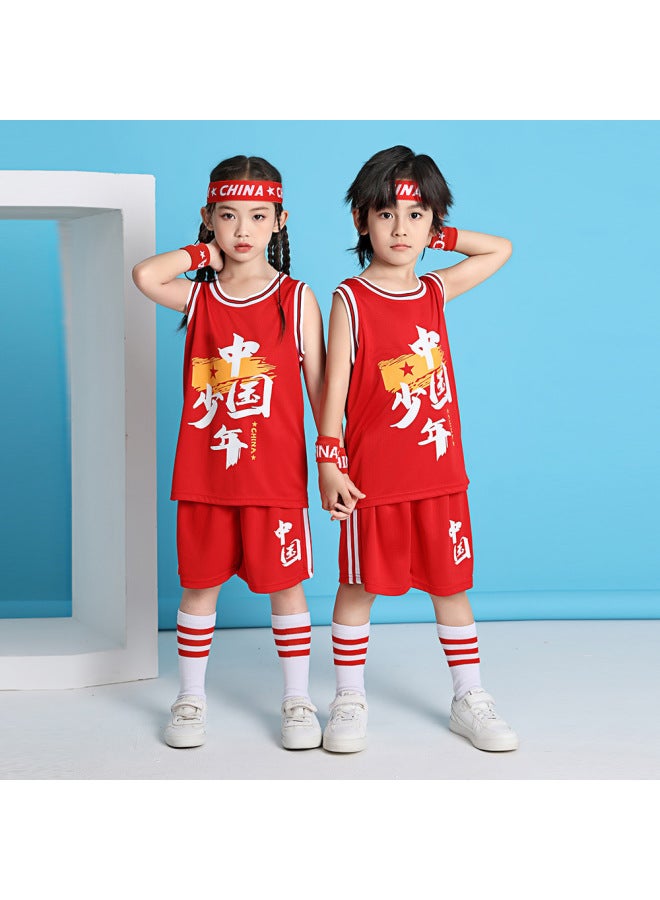 Children's Basketball Uniform Set Printed Boys' Vest Jersey Girls Youth Sports Performance Spring And Summer Training Clothes