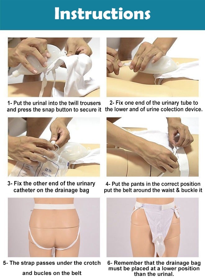 ZCM-HAPPY Silicone Breathable Wearable Urine Collector for Bedridden Patients with Pee Catheter Duct for Men - Image 2