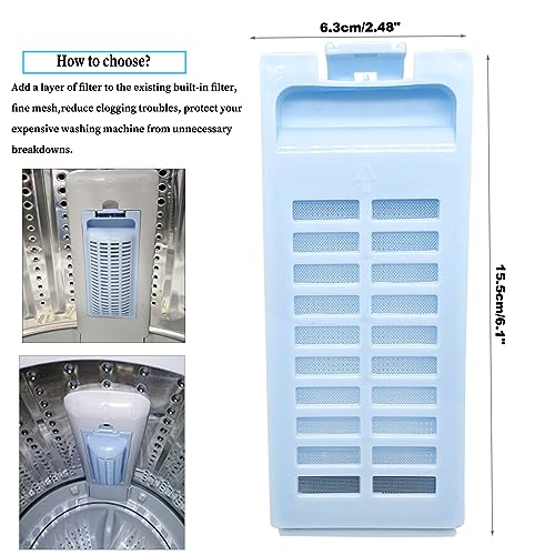 NGeGe 2pcs Washing Machine Lint Filter Net, Blue, Plastic, 15.5x6.3cm/6.1x2.48 - Image 3
