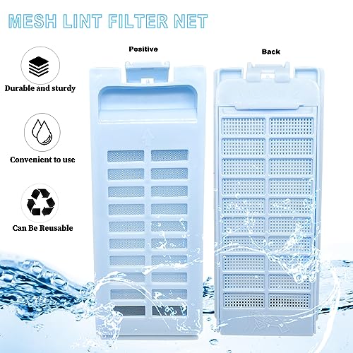 NGeGe 2pcs Washing Machine Lint Filter Net, Blue, Plastic, 15.5x6.3cm/6.1x2.48 - Image 4