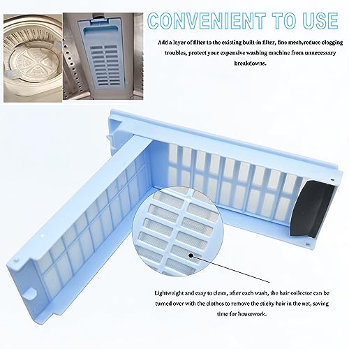 NGeGe 2pcs Washing Machine Lint Filter Net, Blue, Plastic, 15.5x6.3cm/6.1x2.48 - Image 2