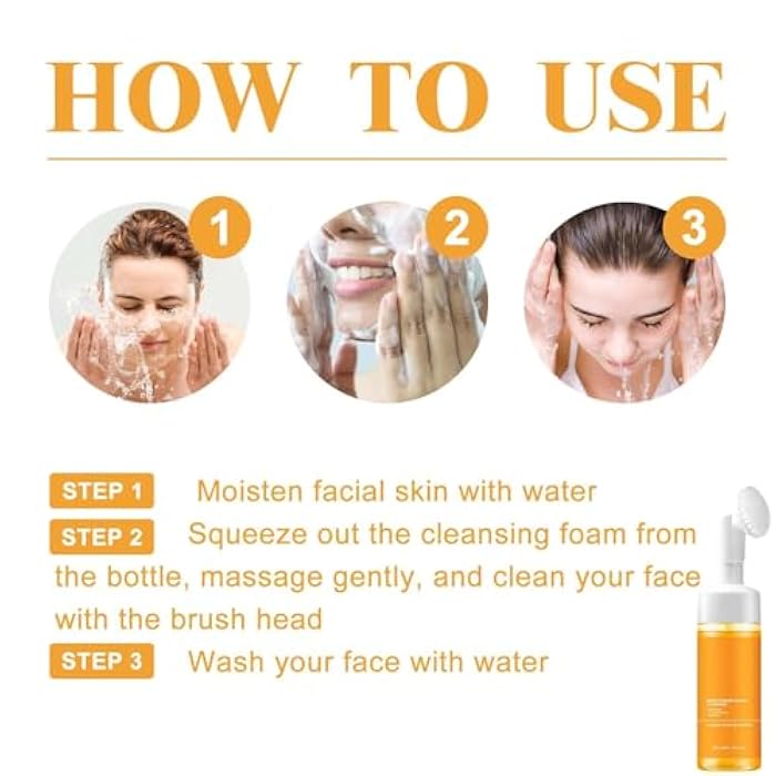 CROOT 2PCS Turmeric Facial Cleanser, Turmeric Face Wash, Foaming Face Wash, Deep Cleaning, Moisturizing, Easy to Use, Turmeric Foaming Cleanser for Oil, Dry and All Skin - Image 5
