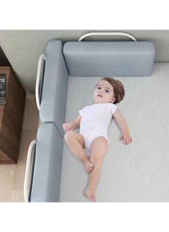 GGEROU 3-Piece Bed Guard Rail Bed Safety Barrier Protection Bed Guard Rail for Cribs,Height Adjustable Bed Rail Guard 60x28cm Grey  - Image 2