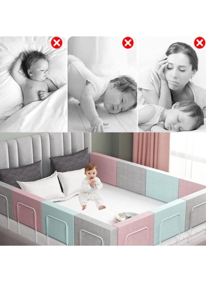 GGEROU 3-Piece Bed Guard Rail Bed Safety Barrier Protection Bed Guard Rail for Cribs,Height Adjustable Bed Rail Guard 60x28cm Grey  - Image 3