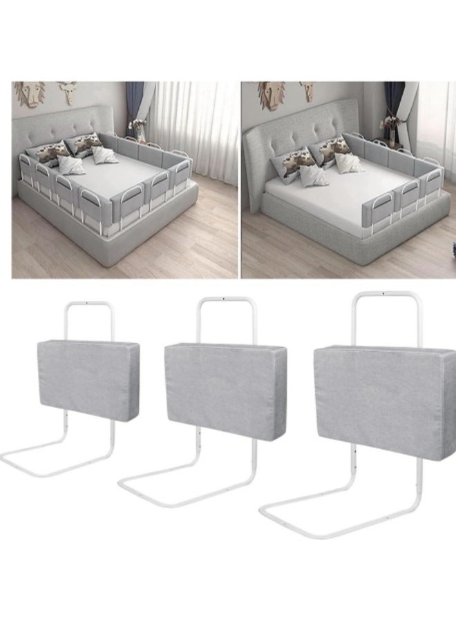 GGEROU 3-Piece Bed Guard Rail Bed Safety Barrier Protection Bed Guard Rail for Cribs,Height Adjustable Bed Rail Guard 60x28cm Grey  - Image 1