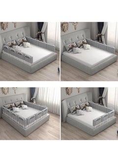 GGEROU 3-Piece Bed Guard Rail Bed Safety Barrier Protection Bed Guard Rail for Cribs,Height Adjustable Bed Rail Guard 60x28cm Grey  - Image 5
