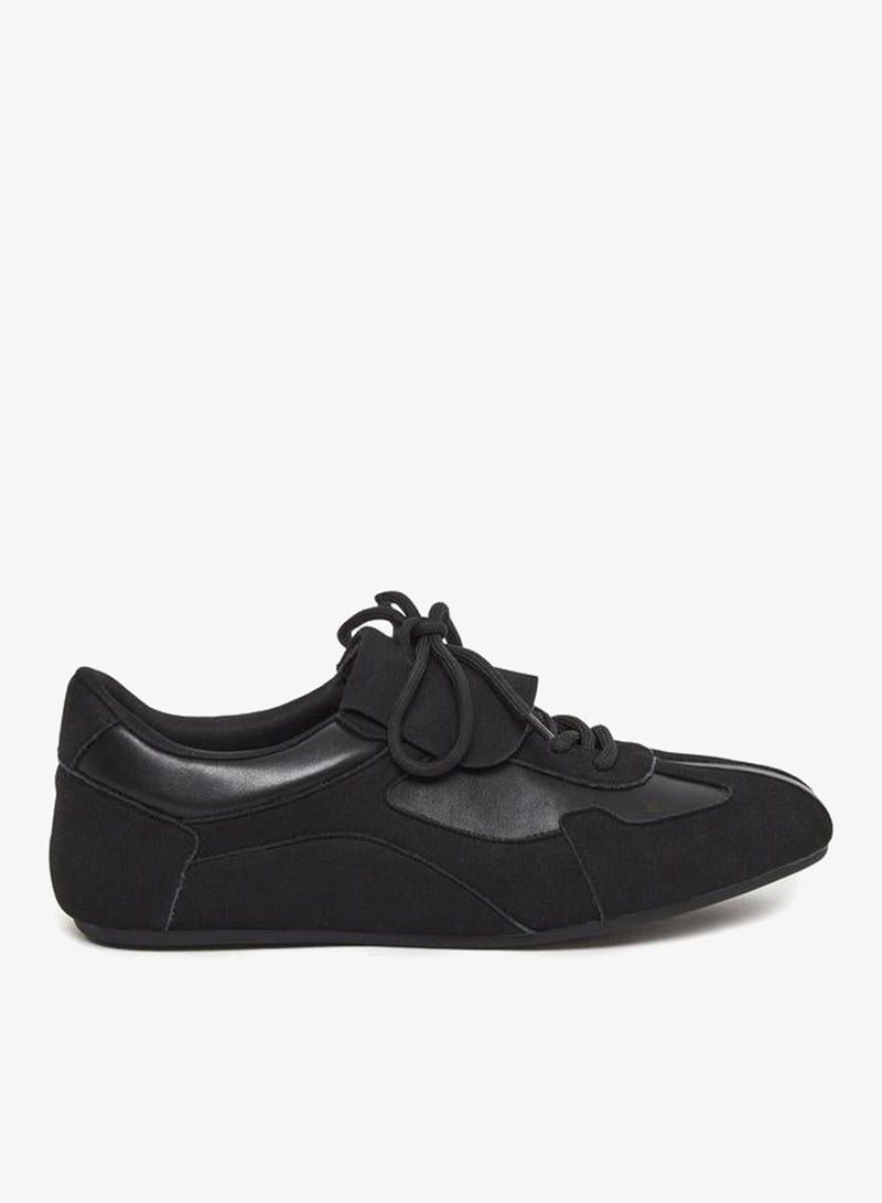 Styli Active Women Black Lace Up Sneakers - Image 1