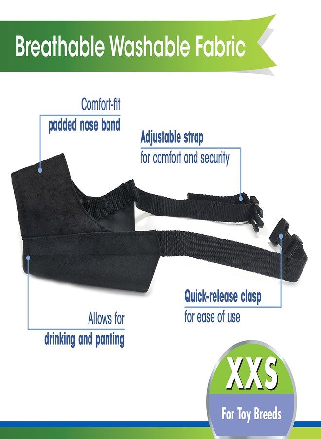 Four Paws Walk-About Quick-Fit Adjustable Dog Muzzle for XX-Small Dogs, Washable & Breathable, Black, 1 Count - Image 2