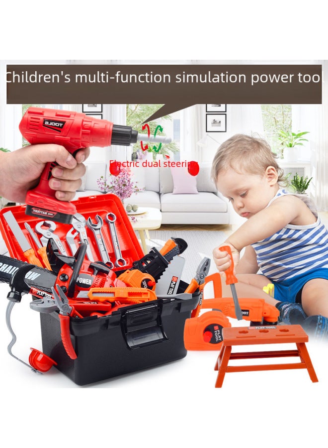 Children's Toolbox Toy Set Boys Simulated Repair Drill Baby Multi-functional Screwdriver Pretend Play-Color:【Electric】 Tool Set (68 Pieces) (with Toolbox) - Image 2