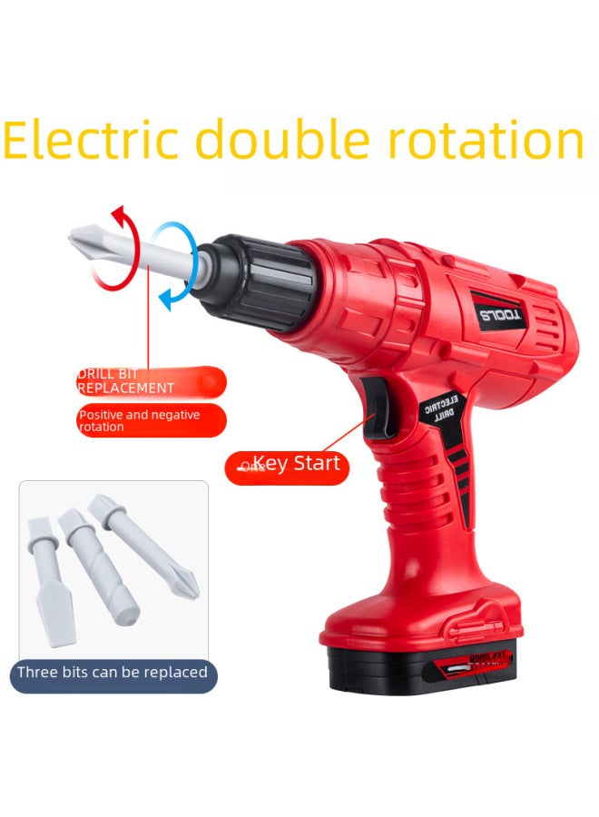 Children's Toolbox Toy Set Boys Simulated Repair Drill Baby Multi-functional Screwdriver Pretend Play-Color:【Electric】 Tool Set (68 Pieces) (with Toolbox) - Image 3