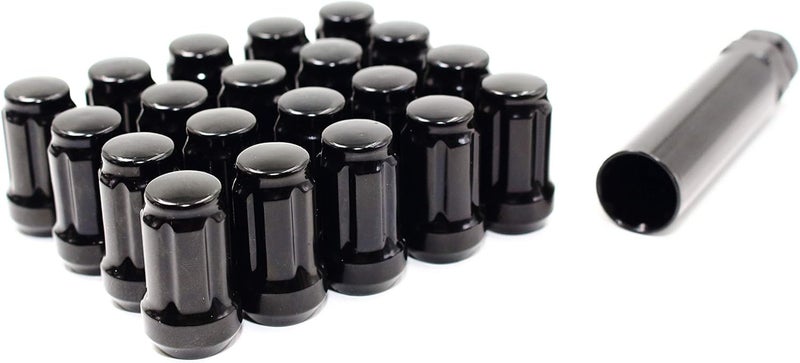 Veritek Performance Set of 20 Black Spline Drive Tuner Lug Nuts with Key - 12x1.5mm, 1.40 Inch Length - Image 1
