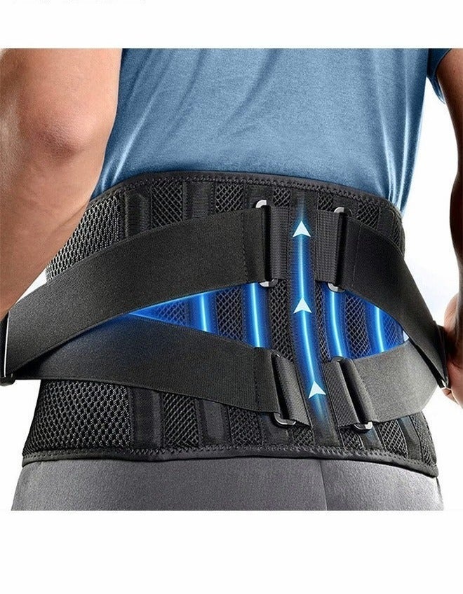Lower Back Pain Relief with 6 Metal Plates Supports , Air Mesh Back Brace for Adult, Adjustable Back Support Belt for Work , Anti-skid Lumbar Support for Sciatica Scoliosis - Image 1