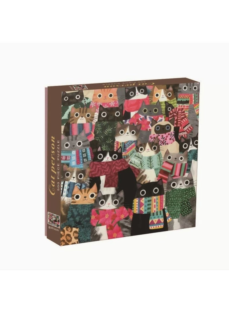 500pcs لغز الكرتون الكبار ، لغز تحدي الرسم الكرتون ، مناسب للأنشطة العائلية ، ليالي اللعبة ، الهدايا لتخفيف الإجهاد ، الناس القط والقطط - Image 1