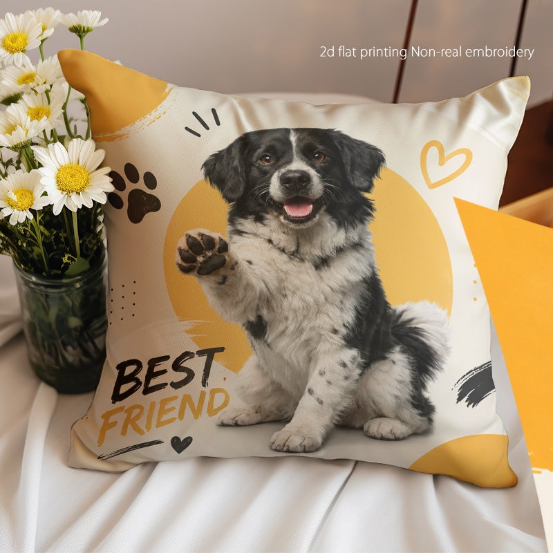 Cute Dog Print Decorative Throw Pillow Cover Soft Sofa Cushion Cover Home Living Room Decor Gift - Image 2