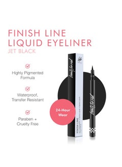 Beauty For Real Finish Line Liquid Eyeliner Jet Black 24 Hour Wear Highly Pigmented Transfer Resistant Waterproof Formula Ultra Precise Brush Tip 0.05 Oz  - Image 3