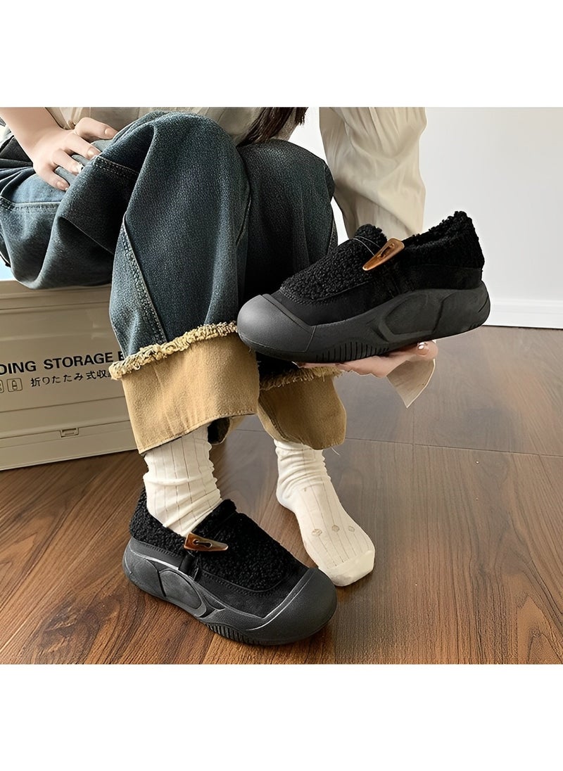 REOCLE - Women’s Fuzzy Curly Fur Cozy Loafer Slippers Memory Foam Closed Back House Shoes with Nonslip Rubber Sole for Indoor and Outdoor - Image 1