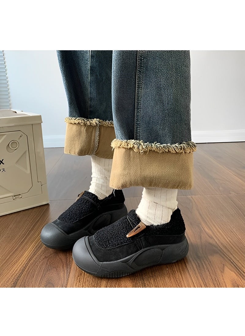REOCLE - Women’s Fuzzy Curly Fur Cozy Loafer Slippers Memory Foam Closed Back House Shoes with Nonslip Rubber Sole for Indoor and Outdoor - Image 1