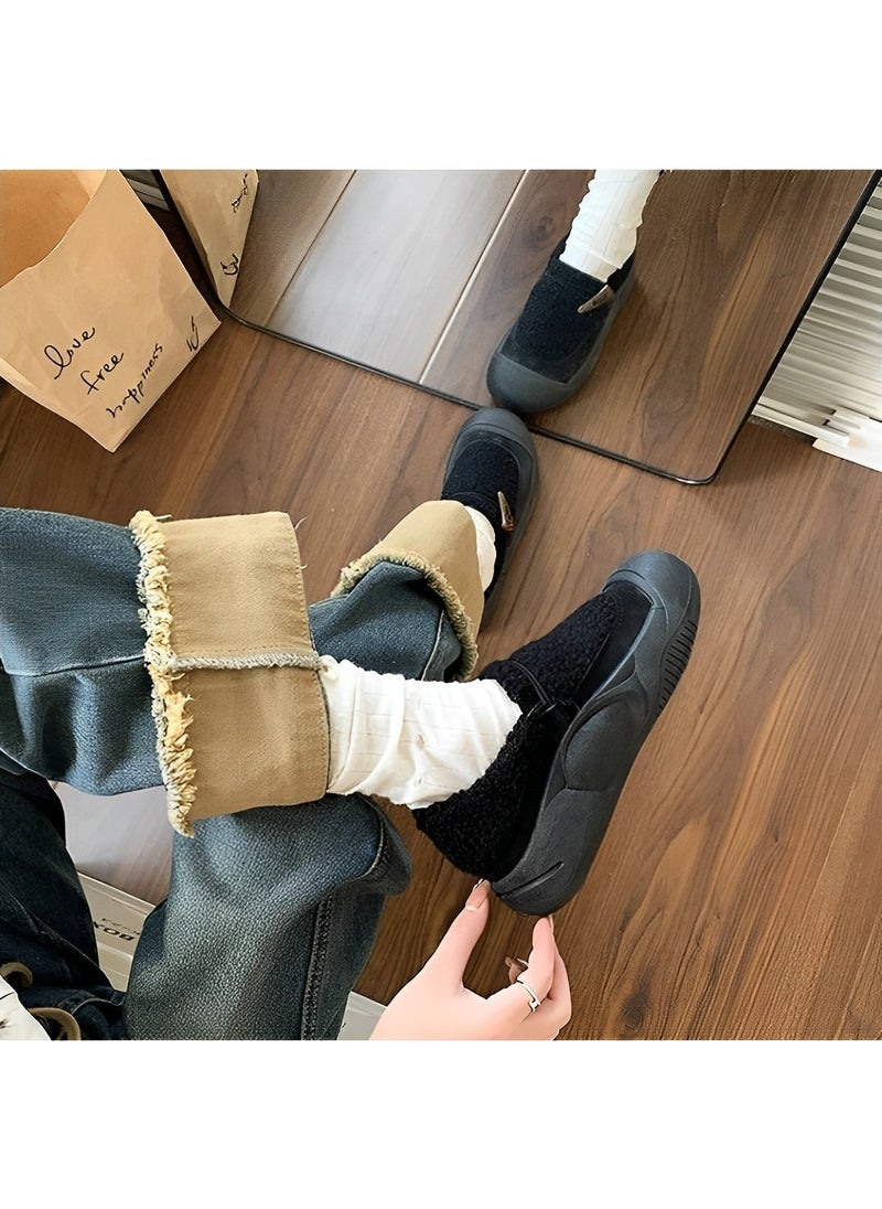REOCLE - Women’s Fuzzy Curly Fur Cozy Loafer Slippers Memory Foam Closed Back House Shoes with Nonslip Rubber Sole for Indoor and Outdoor - Image 1
