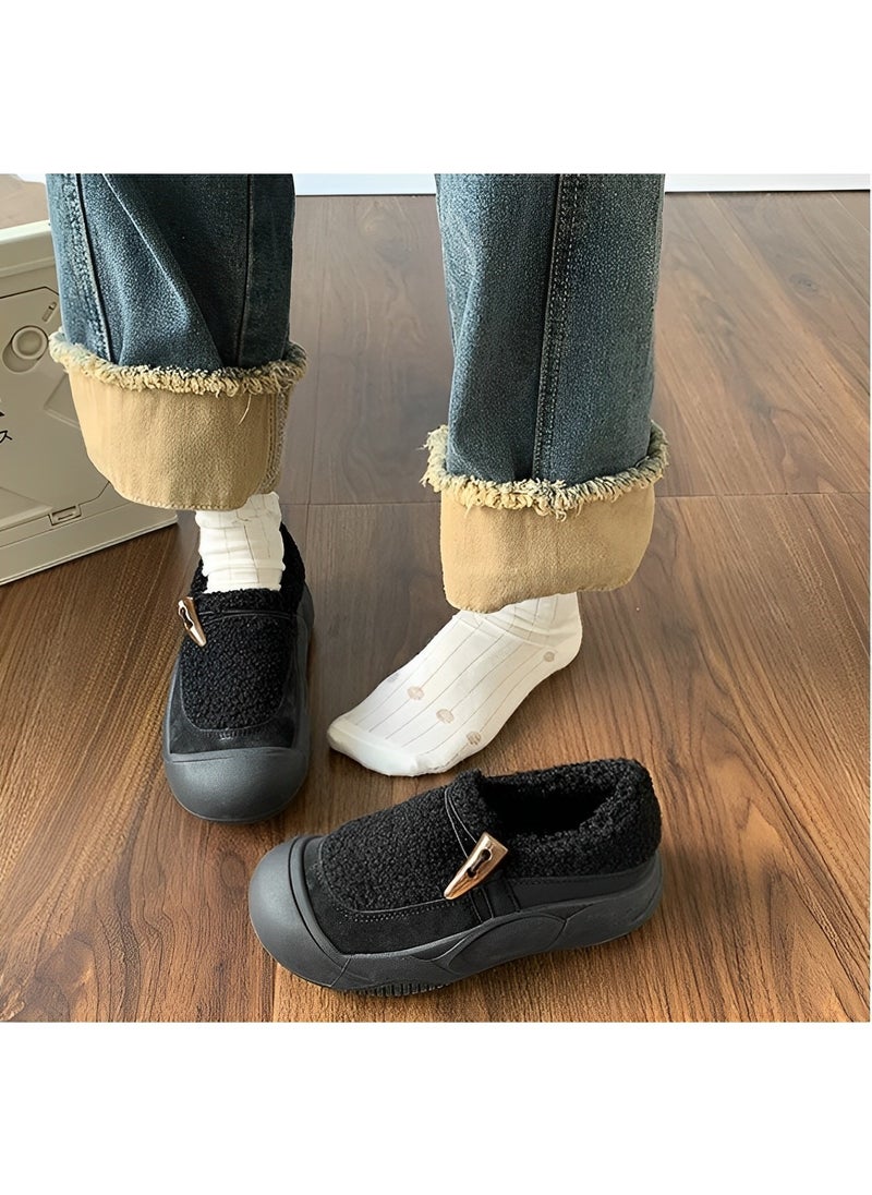 REOCLE - Women’s Fuzzy Curly Fur Cozy Loafer Slippers Memory Foam Closed Back House Shoes with Nonslip Rubber Sole for Indoor and Outdoor - Image 1