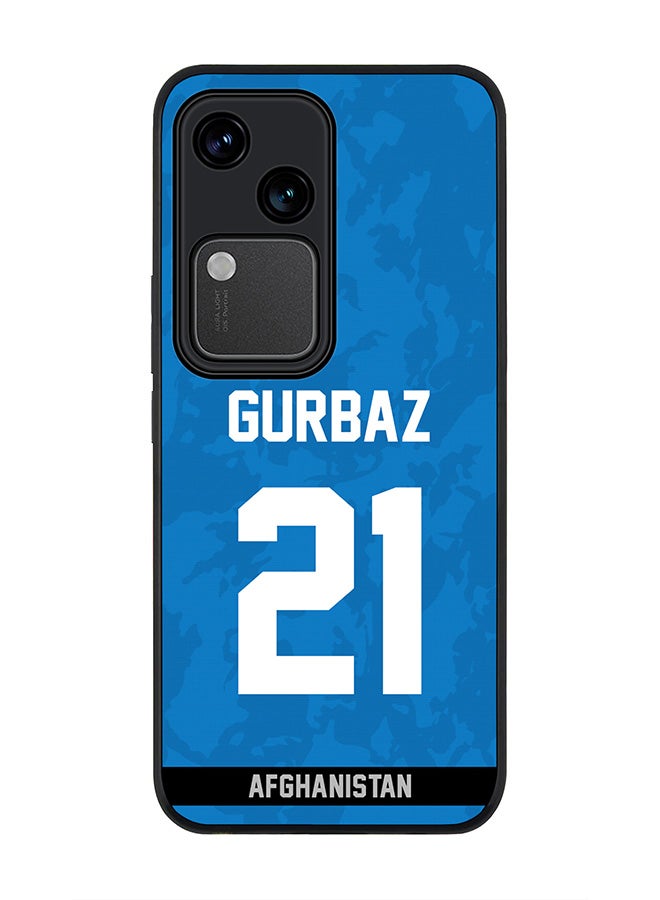 Stylizedd Rugged Black edge case for Vivo V30 5G, Slim fit Soft Case Flexible TPU Gel Thin Cover -  Team Afghanistan Rahmanullah Gurbaz, Jersey No 21 - Image 1
