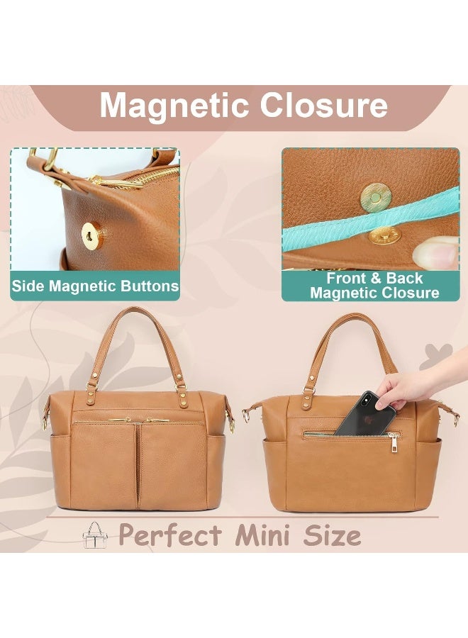 MOMINSIDE Mini Diaper Bag, Small Diaper Bag Purse with 13 Pockets, Leather Crossbody Diaper Bag Diaper Clutch Travel Baby Bag - Image 5