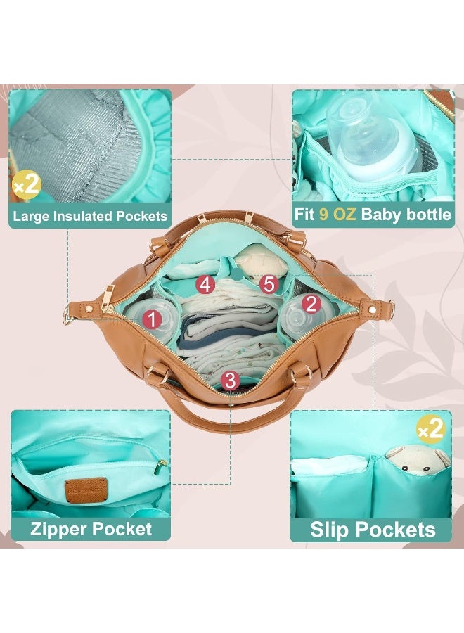 MOMINSIDE Mini Diaper Bag, Small Diaper Bag Purse with 13 Pockets, Leather Crossbody Diaper Bag Diaper Clutch Travel Baby Bag - Image 4