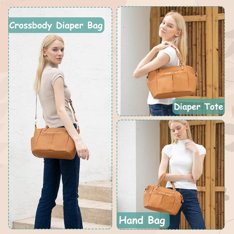 MOMINSIDE Mini Diaper Bag, Small Diaper Bag Purse with 13 Pockets, Leather Crossbody Diaper Bag Diaper Clutch Travel Baby Bag - Image 2