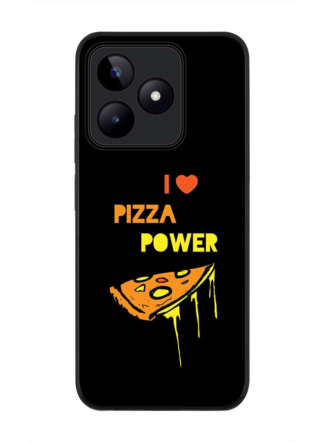 Stylizedd Rugged Black edge case for Realme C51 / Realme Note 50 4G, Slim fit Flexible Anti Drop Thin Cover - I Love Pizza (Black) - Image 1