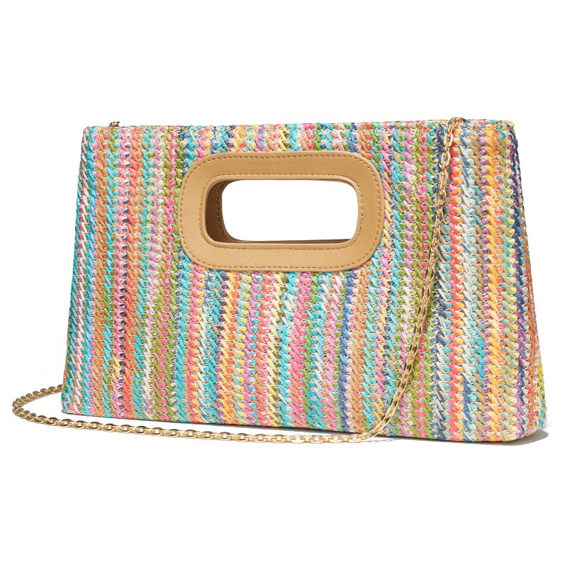 CHUNLI Chic Straw Clutch Purses for Women with Top Handle Summer Bag, Ideal Vacation Handbags and Woven Boho Beach Bags - Image 4
