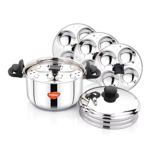 Praylady Strainer Pro Max 4.2L | 304 Grade Stainless Steel | Triply Bottom | Multi-Purpose Pot — Idli Cooker, Pasta Pot, Rice Cooker | 16 Idli Capacity | Induction & Gas Compatible. - Image 2