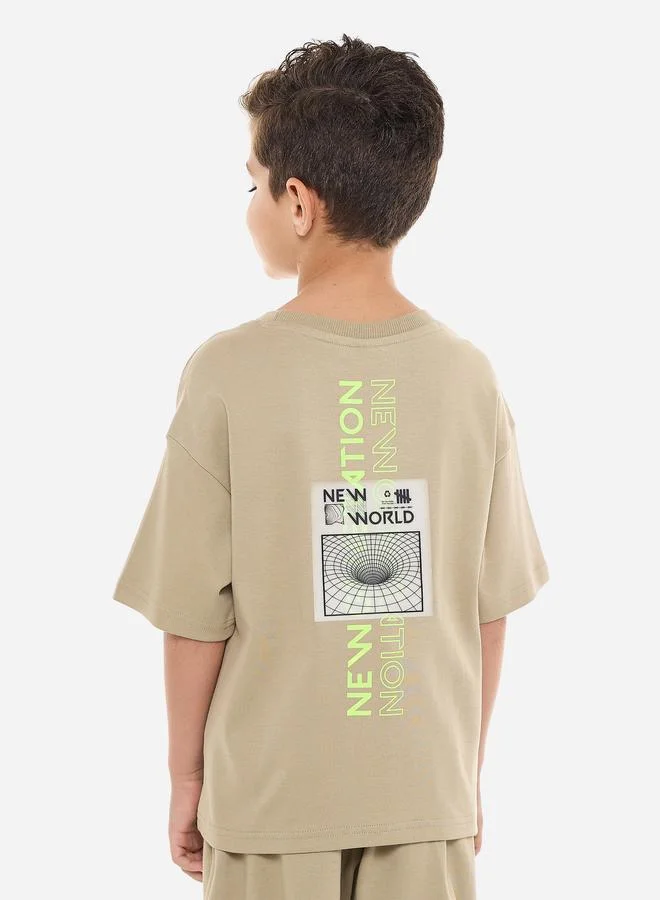 victor and jane Victor And Jane Boys Back Graphic Oversized T-Shirt and Shorts Set