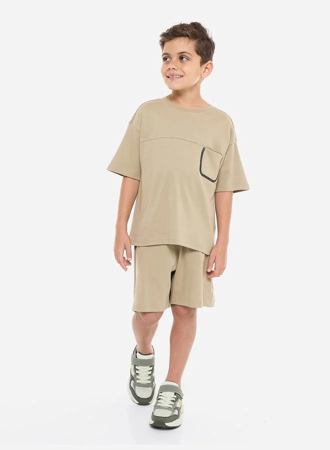 victor and jane Victor And Jane Boys Back Graphic Oversized T-Shirt and Shorts Set