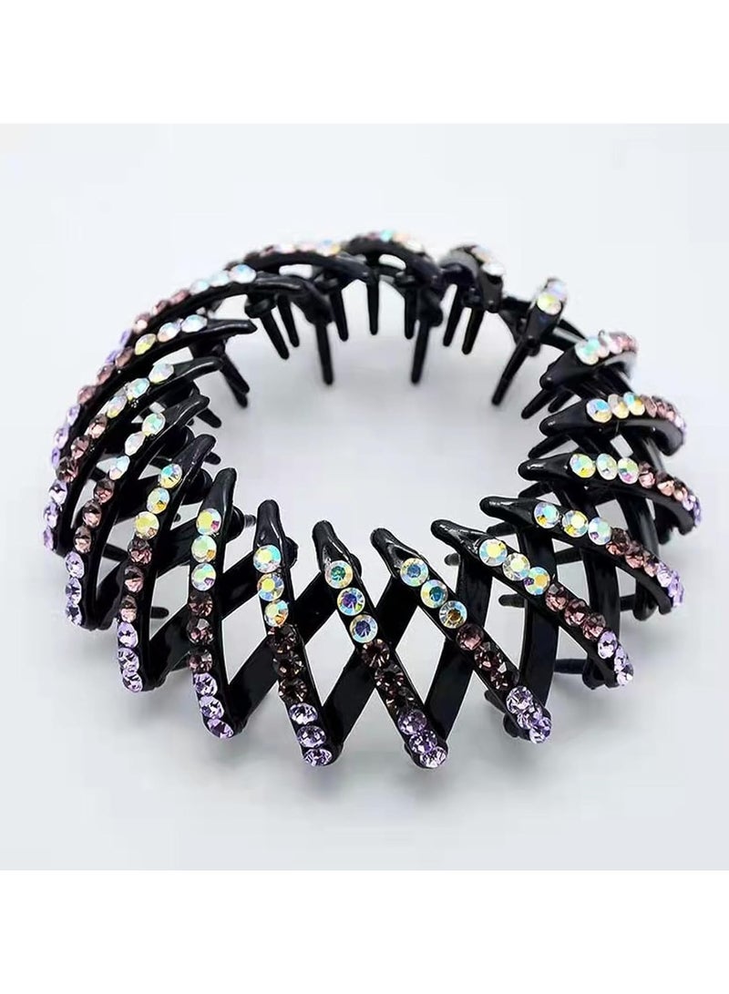 Goolsky [1pc Rhinestone Bird'S Nest Hair Claw Clip] 1pc Elegant Rhinestone Bird'S Nest Hair Claw Clip, Cute Round Plastic Hair Accessory with Solid Color Design, Fashionable Rhinestone Element, Single Individual Pack - Image 4