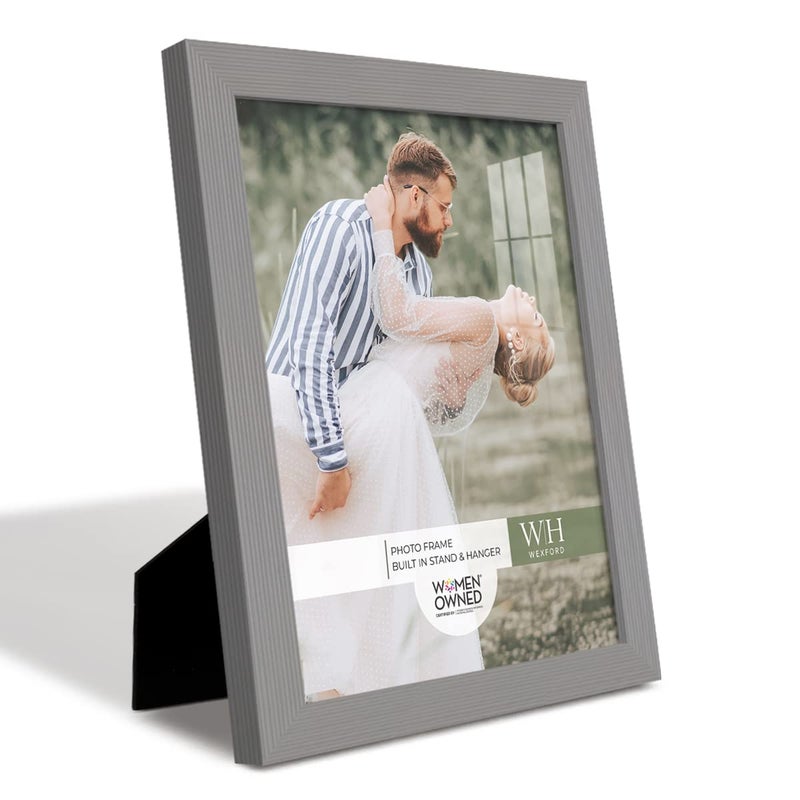 Renditions Gallery 8x10 inch Picture Frame Modern Style Wood Pattern and High Definition Glass Ready for Wall and Tabletop Photo Display Gray Frame