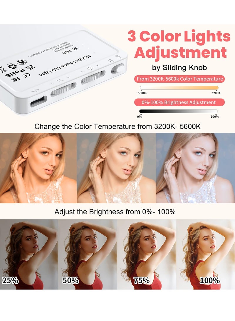 Excefore 80 LED Portable Selfie Light, 3 Light Modes 2000mAh Video Fill Light, with Front & Back Clip, for Phone, iPhone, Android, iPad, Laptop, for Makeup, Selfie, Vlog, Video Conference (White)  - Image 2