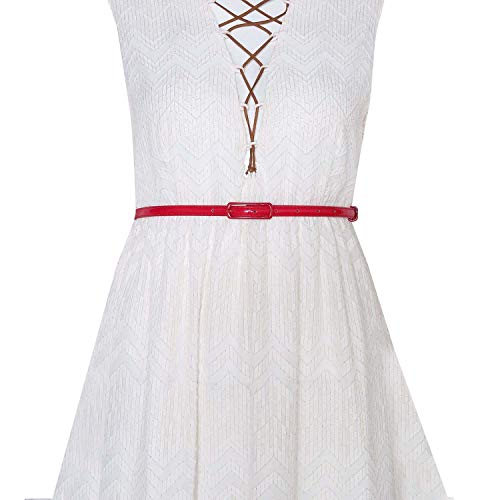 Selighting Women's Leather Belt Slim Women's Belt PU Leather for Dresses, red, Einheitsgröße - Image 2