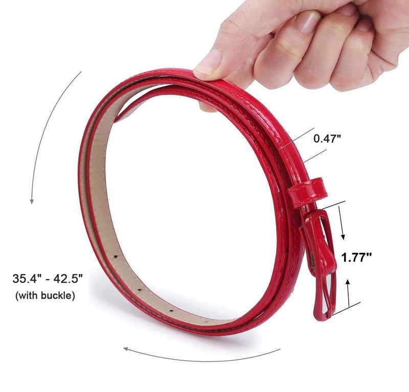 Selighting Women's Leather Belt Slim Women's Belt PU Leather for Dresses, red, Einheitsgröße - Image 3
