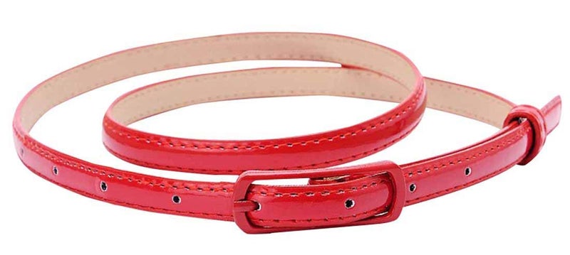 Selighting Women's Leather Belt Slim Women's Belt PU Leather for Dresses, red, Einheitsgröße - Image 4