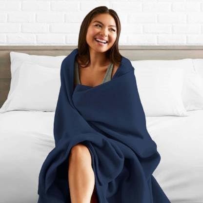 STARNSTYLE 300 TC All Season Solid/Plain Lightweight Polar Fleece Single Bed Blanket (152 x 230 cm) Blue Blanket SingleIV2 - Image 4