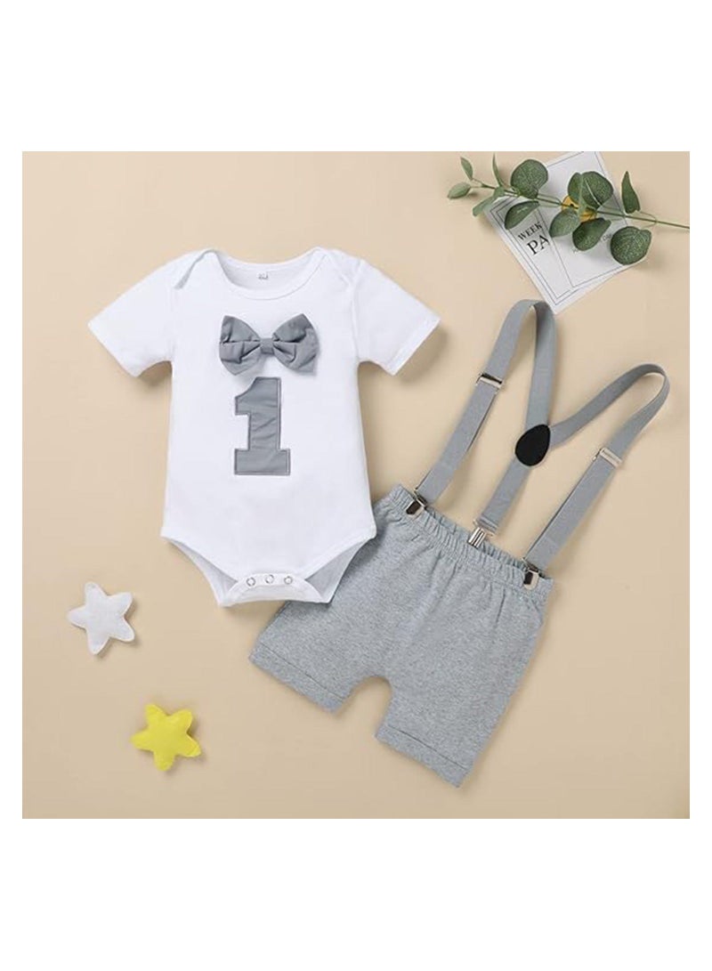 Baby Boys First Birthday Outfit, Baby Boy Cake Smash Outfit, Suspender and Bloomers Set for Baby Boys 1st Birthday, First Birthday Outfit, Size 80cm - Image 2